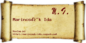 Marincsák Ida névjegykártya